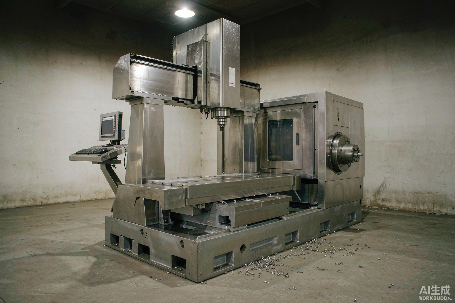 Five-axis CNC machining center running a Chinese domestic CNC controller in a workshop