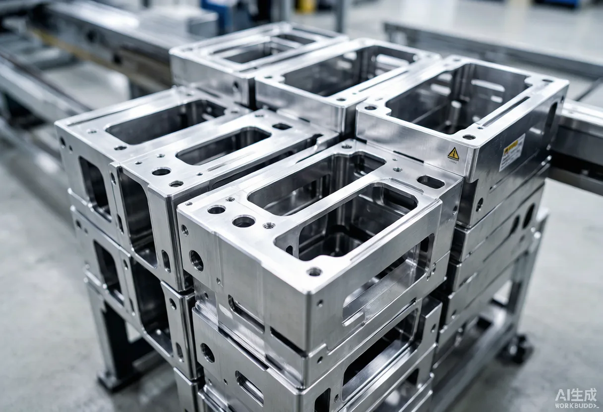 Batch of precision aluminum phone frames being machined on a drilling-tapping line