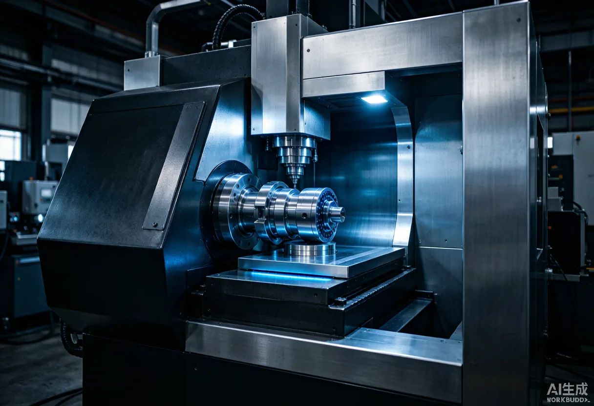 A Chinese five-axis CNC machining center with a full electromagnetic direct-drive table and no visible ball screw