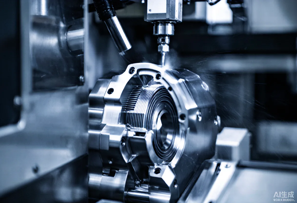 Five-axis CNC finishing an EV motor housing
