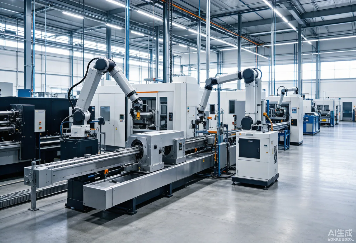 Automated line of new energy vehicle structural parts machined by CNC centers