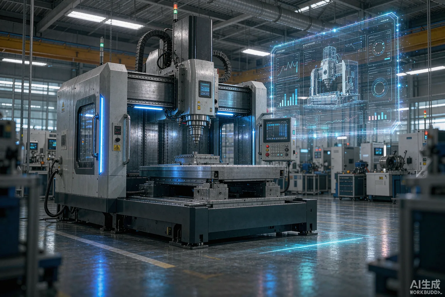 Smart CNC machining cell with digital twin and data dashboard in a modern AI-native factory