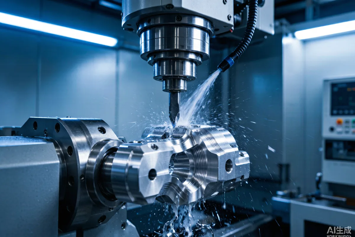 High-speed electric motorized spindle mounted on a machining center