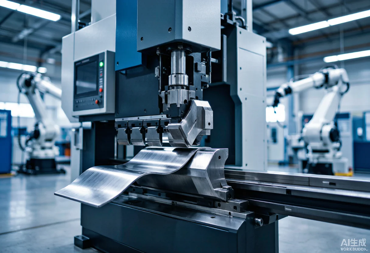 CNC press brake bending sheet metal in a smart factory